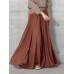 Women Solid Color Elastic Waist Loose Casual Wide Leg Pants With Pockets