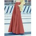 Women Loose Wide  Legged Solid Color Pleated Side Pockets Zipper Buttons Maxi Length Casual Pants