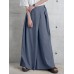 Women Side Zipper Solid Color Casual Wide Leg Pants With Pocket