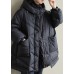 Black zippered Button Loose Winter Duck Down Jackets