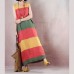 New multicolor striped linen maxi dress trendy plus size O neck linen maxi dress Fine Sleeveless baggy dresses