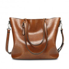 Women Oil Leather Tote Handbags Vintage Shoulder Bags Capacity Big Shopping Tote Crossbody Bags