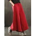 Women Wide Leg Embroidery Ninth Cotton Pants with Pocket