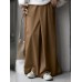 Women Solid Color Full Length Casual Wide Leg Pants With Pocket