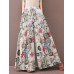 Women Vintage Floral Plant Print Drawstring Wide Leg Pants With Pocket