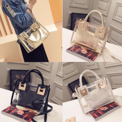 Transparent Gelly Crystal Bag Celeb Tote Sandy Beach Bag Shoulder Handbag