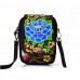 Woman National Floral Canvas 5 5 Inches Phone Bag Casual Crossbody Shoulder Bag