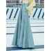 Women Loose Wide  Legged Solid Color Pleated Side Pockets Zipper Buttons Maxi Length Casual Pants