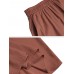 Women Solid Color Elastic Waist Loose Casual Wide Leg Pants With Pockets