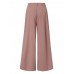 Women Solid Color Button Casual Loose Wide Leg Pants With Pocket